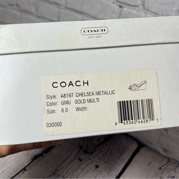 Coach Chelsea Gold Patchwork Wedge Shoes Size 6 - Picture 8 of 9